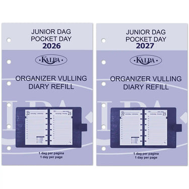 6231-26-27 125 x 80 mm Pocket 6 recharges quotidiennes pour classeurs à anneaux NL EN 2026 2027